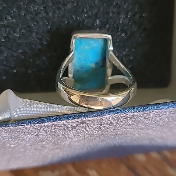 Blue Mojave Turquoise ring in Solid Sterling silver 925. Size 5.5 - Picture 4 of 6